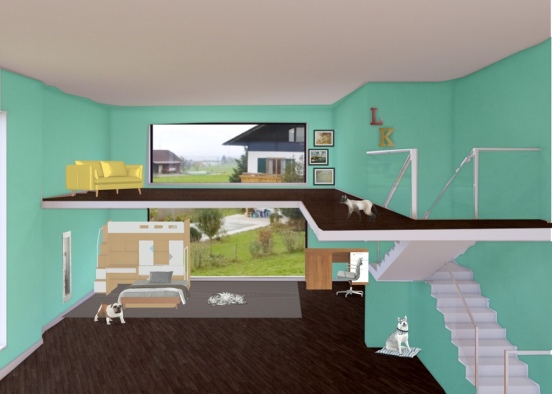 a room with animals  Design Rendering