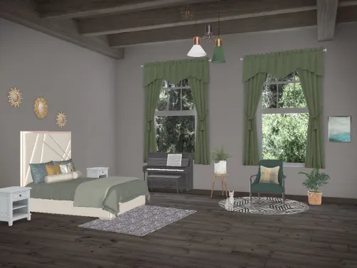 Habitación verde, bosque lluvioso