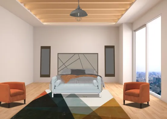 Orange & Blue Complimentary Color Scheme Interior  Design Rendering