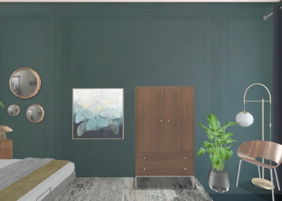 green blue bedroom Design Rendering