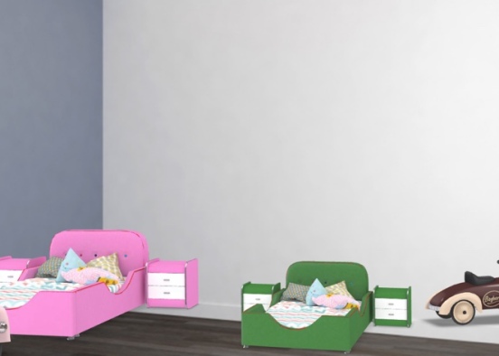 Sister and brother room Design Rendering