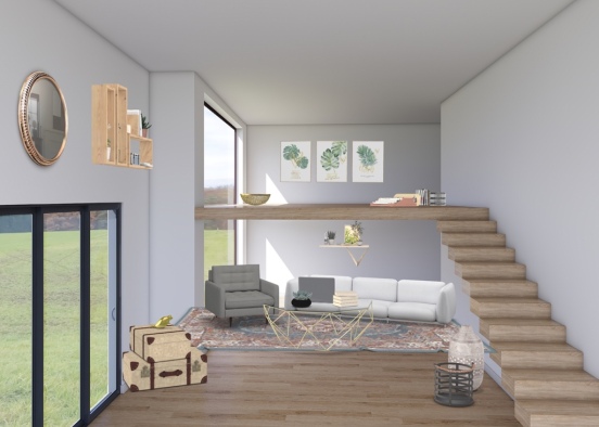 modern white,grey,gold living room  Design Rendering