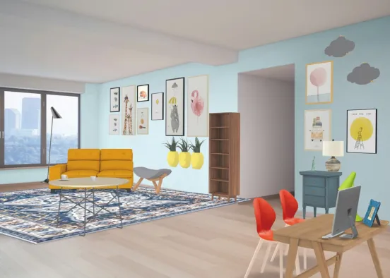 happy studio room rainbow clouds robin egg blue 😍  Design Rendering
