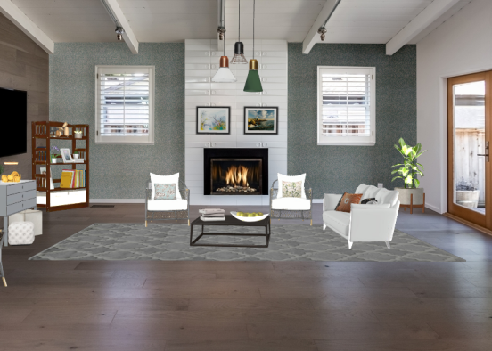 Rustic-Modern Living room Design Rendering