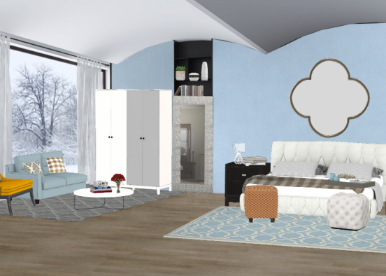Baby Blue Dream Bedroom Design Rendering