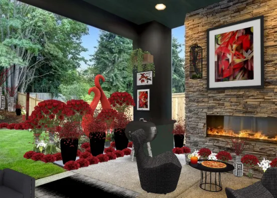 Relaxing Outdoors Surrounded By Red Design Rendering