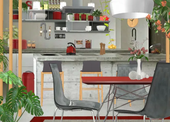 Crimson Kitchen Design Rendering