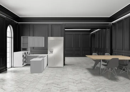 simple style dining kitchen  Design Rendering