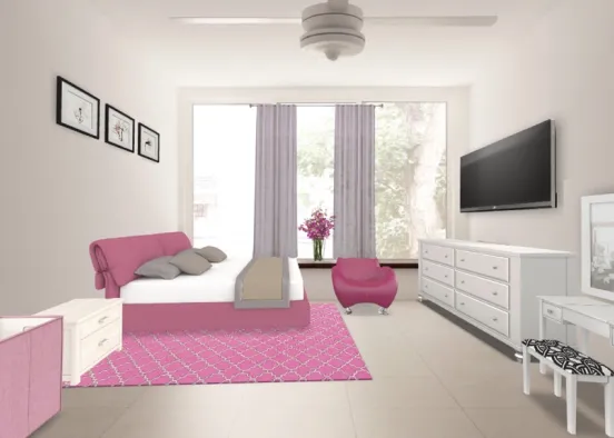 pink college apartment  Design Rendering