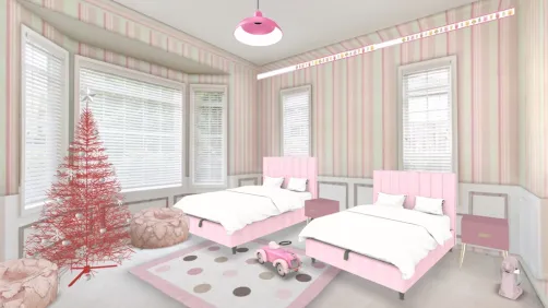 twins pink bedroom