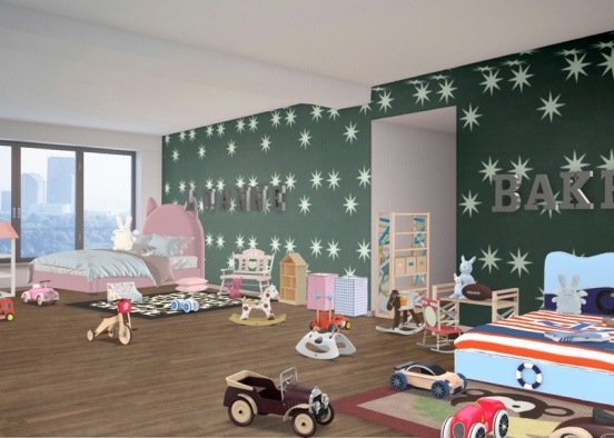 Luanne and Bakers playroom and bedroom Design Rendering