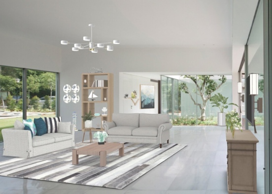 bright living room Design Rendering
