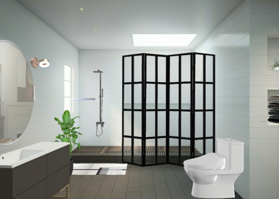 Neutral bathroom. Design Rendering