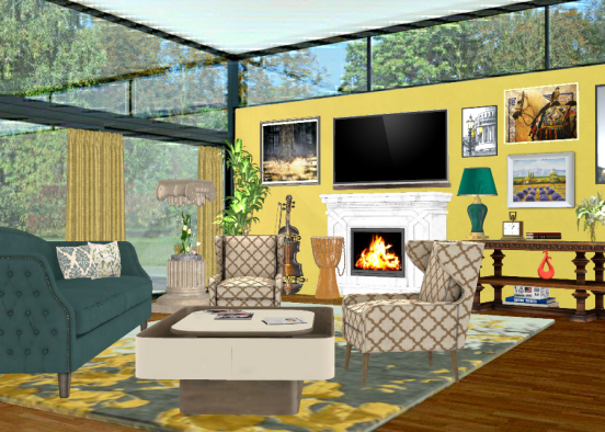 Art lover's living room Design Rendering