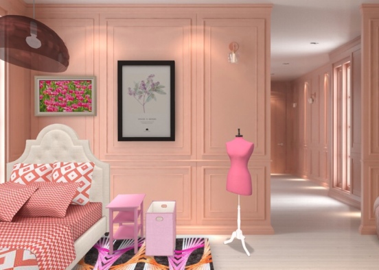 Her Pink Bedroom Design Rendering