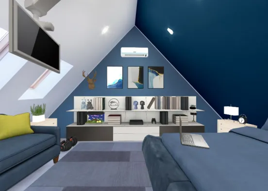 Blue, dormitorio soltero.  Design Rendering