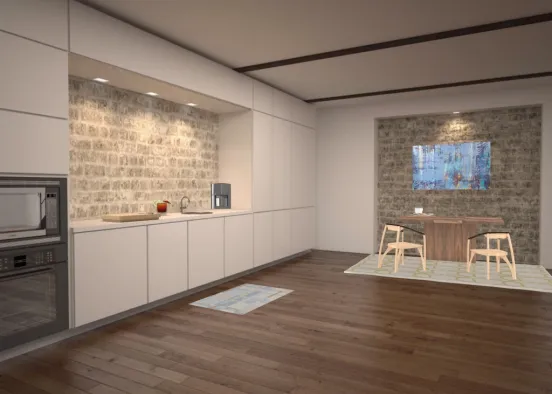 kitchen and a eating table  Design Rendering