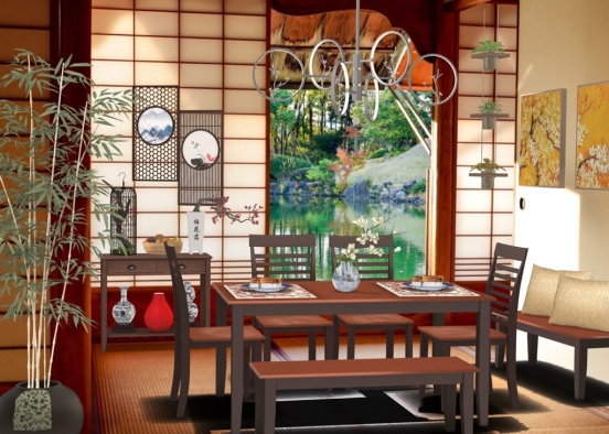 Oriental Dining Design Rendering