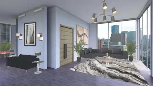 modern grey living room