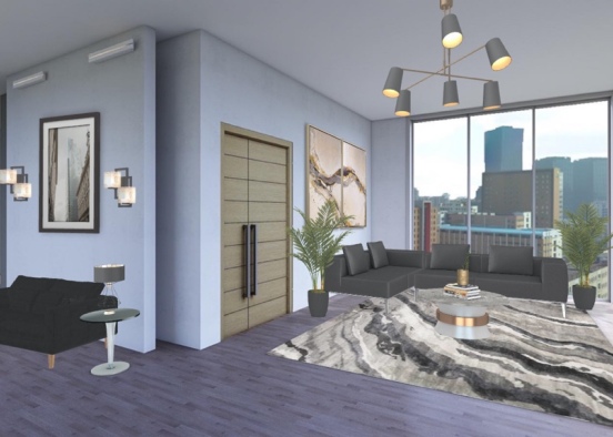 modern grey living room Design Rendering