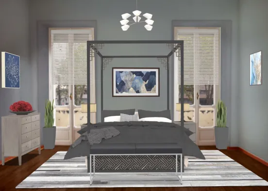 Retro style Bedroom  Design Rendering