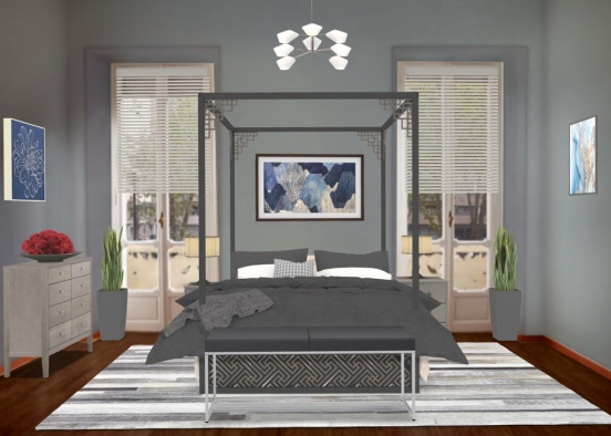 Retro style Bedroom  Design Rendering