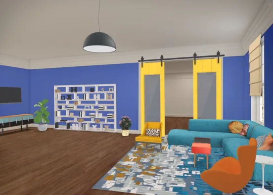Colorful Eclectic Livingroom Design Rendering