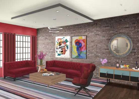 Eclectic Livingroom Design Rendering