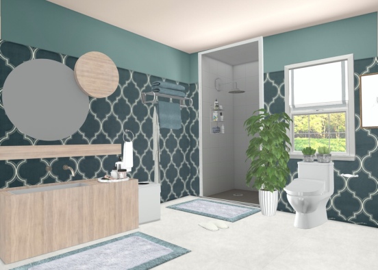 Aqua Bathroom Design Rendering