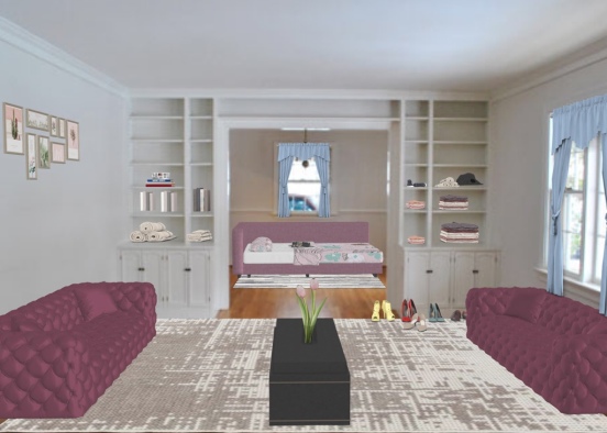 Bedroom and living room  Design Rendering