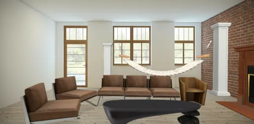 HAMMOCK FURNACE TV STAND WITH SCULPTURE TABLE
