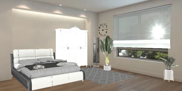 Серо-белая спальня для 2 человек Design Rendering