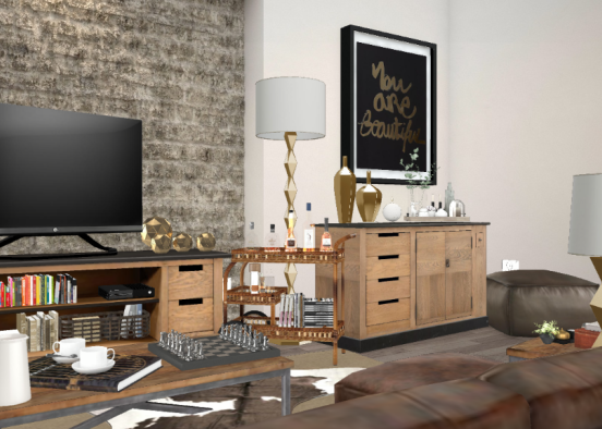 Basement living room Design Rendering