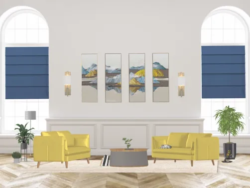 blue and gold living room