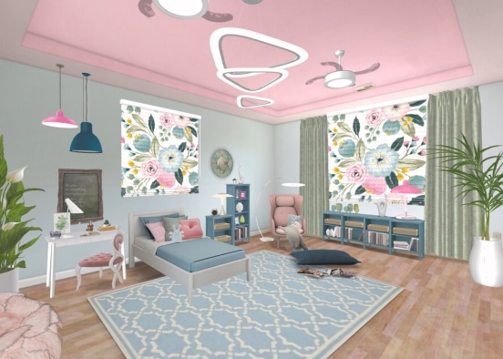 teenage girl’s bedroom Design Rendering