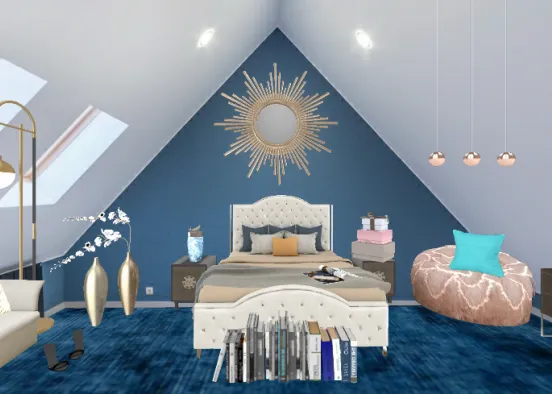 Blu bedroom Design Rendering