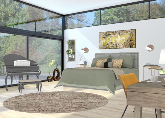 Green and yellow room Design Rendering