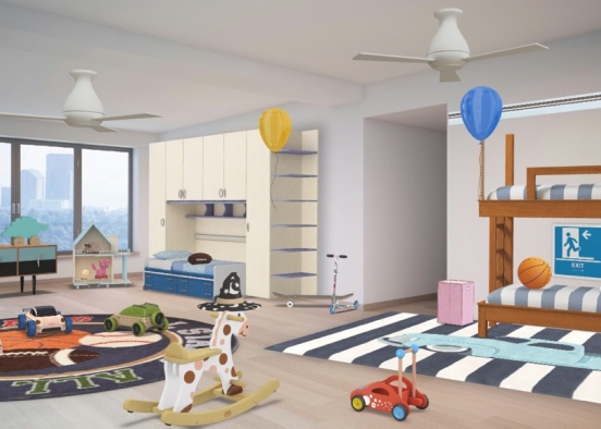 A room kids for three  Design Rendering