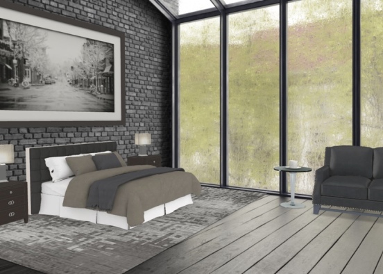 Black & Grey Room Design Rendering