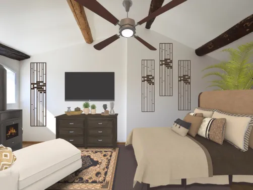 Attic Guest Bedroom with Fireplace