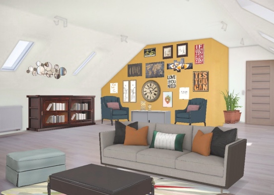 eclectic living room  Design Rendering