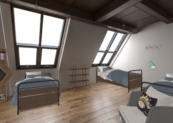 Blue loft room Design Rendering