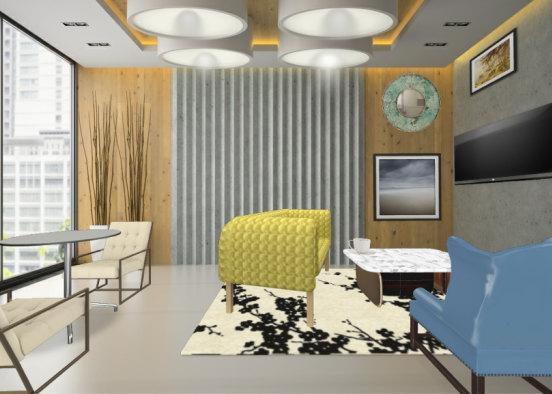 Beach Inspired Living Room/Dining Room Design Rendering