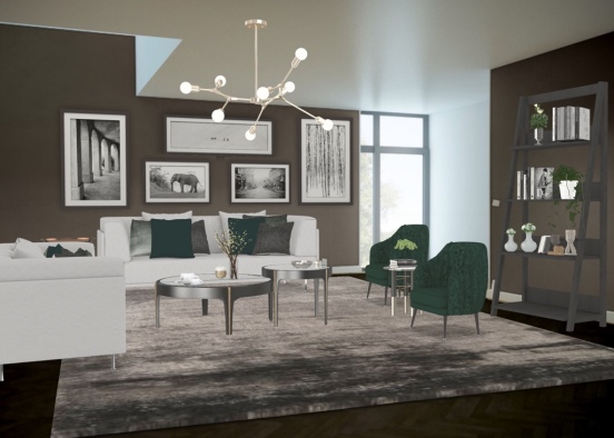 Green & contemporary living room Design Rendering