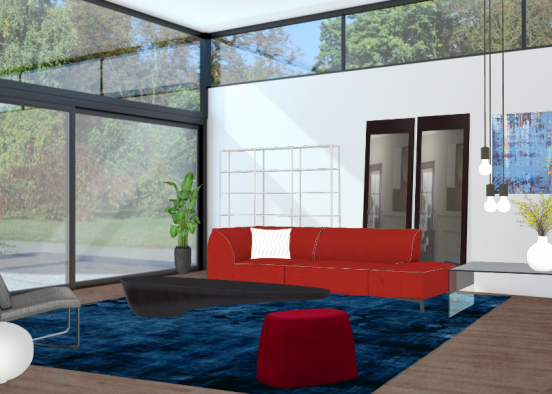 Bold, 80's Inspired Living Room Design Rendering