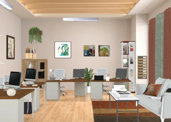 busy working office  Design Rendering