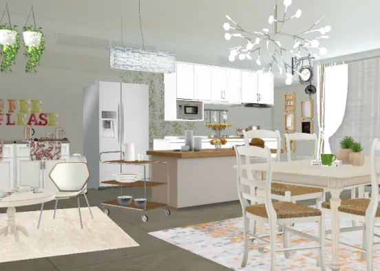 white bright dining place Design Rendering