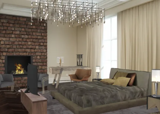 Lounge style of bedroom Design Rendering