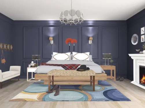 Dormitorio en azul marino.
