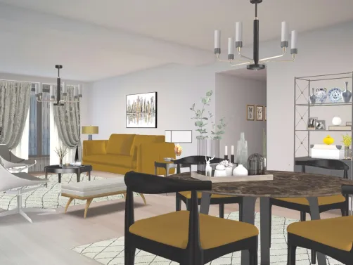 Salón comedor de estilo contemporáneo.